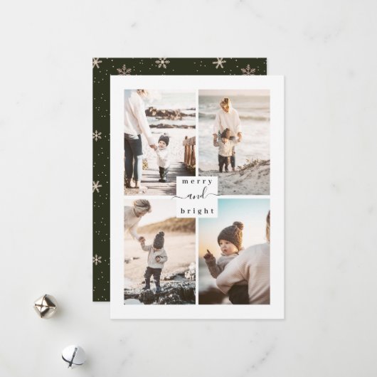 メリー&ブライトモダンファミリーフォトクリスマスカード シーズンカード (正面/裏面インサイチュ)