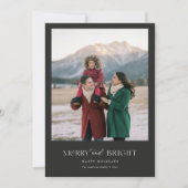 メリー&ブライトモダンファミリーフォトクリスマスブラック シーズンカード (正面)