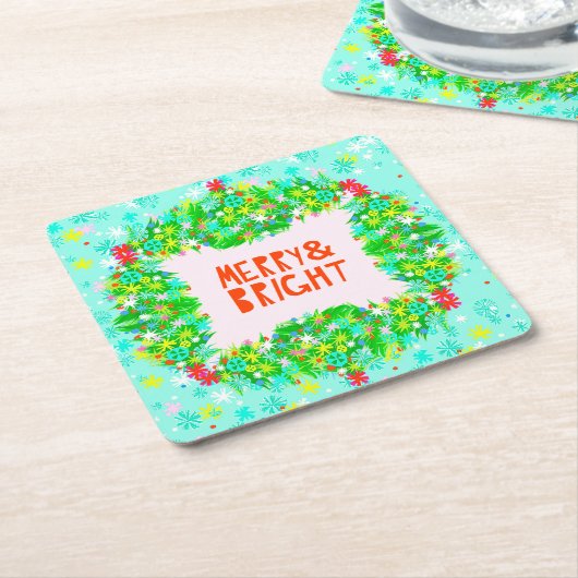 メリー&ブライトリース スクエアペーパーコースター (アングル)