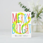 メリー&ブライトレッドグリーンブルータイポグラフィ名 シーズンポストカード (スタンド正面)