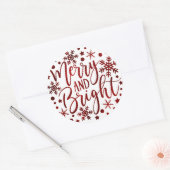 メリー&ブライトレッドホリデースノーフレークスクリスマス ラウンドシール (封筒)