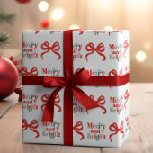 メリー&ブライトレッドボウズ ラッピングペーパー