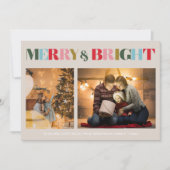メリー&ブライトレトロカラフル2枚フォトクリスマス シーズンカード (正面)