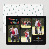 メリー&ブライトレトロカラフル4フォトクリスマス シーズンカード (正面/裏面)