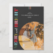 メリー&ブライトレトロクリスマスフォトブラック シーズンカード (正面)