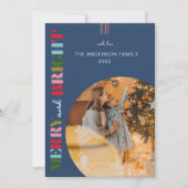 メリー&ブライトレトロクリスマスフォトブルー シーズンカード (正面)