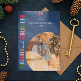 メリー&ブライトレトロクリスマスフォトブルー シーズンカード