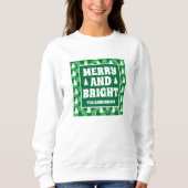 メリー&ブライトレトログリーンチェッカーボードクリスマス スウェットシャツ (正面)