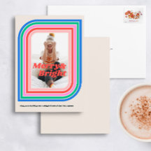 メリー&ブライトレトロストライプホリデーフォトカード