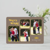 メリー&ブライトレトロフォトクリスマス金ゴールド 箔シーズンカード (立ち正面)