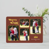 メリー&ブライトレトロフォトクリスマス金ゴールド 箔シーズンカード (立ち正面)