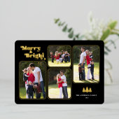 メリー&ブライトレトロフォトクリスマス金ゴールド 箔シーズンカード (立ち正面)