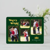 メリー&ブライトレトロフォトグリーンクリスマス金ゴールド 箔シーズンカード (立ち正面)