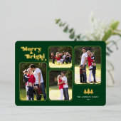 メリー&ブライトレトロフォトグリーンクリスマス金ゴールド 箔シーズンカード (立ち正面)