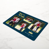 メリー&ブライトレトロフォトブルークリスマス金ゴールド 箔シーズンカード (回転した状態)