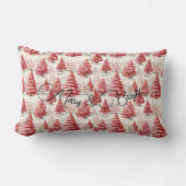 メリー&ブライトヴィンテージクリスマスピンク&レッド ランバークッション (正面)