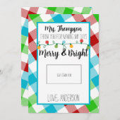 メリー&ブライト先生クリスマスギフトカード サンキューカード (正面/裏面)