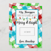 メリー&ブライト先生クリスマスギフトカード サンキューカード (正面/裏面)