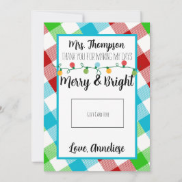メリー&ブライト先生クリスマスギフトカード サンキューカード