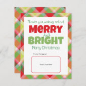 メリー&ブライト先生サンキューギフトカード 招待状 (正面/裏面)