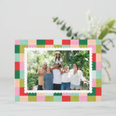 メリー&ブライト市松模様に横型ホリデーカード シーズンカード (スタンド正面)