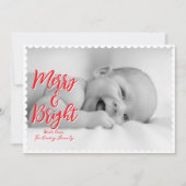 メリー&ブライト無地のスキャロプクリスマスカード シーズンカード (正面)