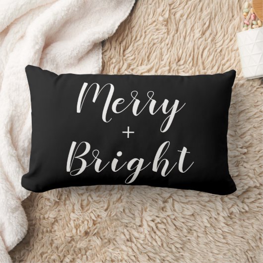 メリー +ブライト白黒クリスマスホリデー ランバークッション (ブランケット)