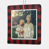 メリー&ブライト素朴バッファロープレイド写真オーナメント セラミックオーナメント (左)