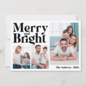メリー&ブライト3ファミリーフォトコラージュクリスマス シーズンカード (正面)