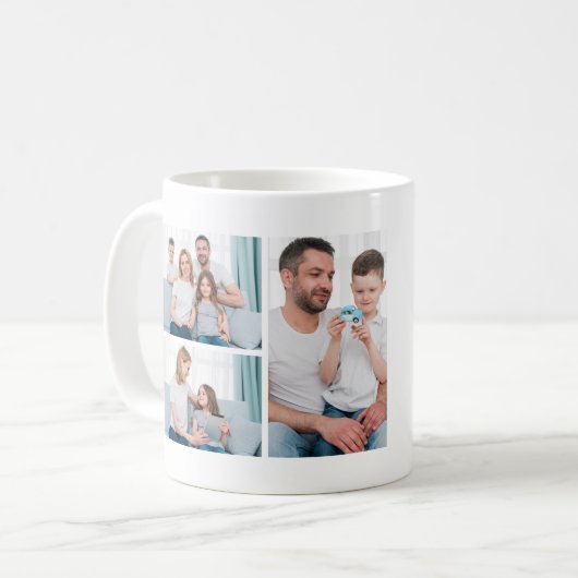 メリー&ブライト3家族フォトコラージクリスマス コーヒーマグカップ (正面左)