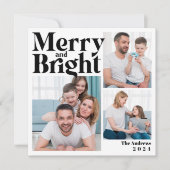 メリー&ブライト3家族フォトコラージクリスマス シーズンカード (正面)