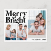 メリー&ブライト3家族フォトコラージクリスマス シーズンポストカード (正面)