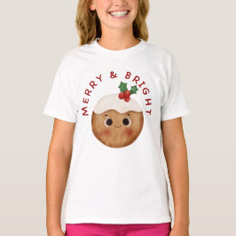 メリー&ブライト かわいいクリスマスプディングTシャツ Tシャツ