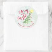 メリー＆ブライト アブストラクト ウォーターカラー クリスマスツリー ラウンドシール (バッグ)