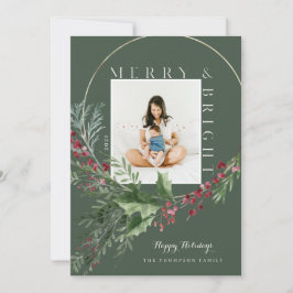 メリー&ブライト・ウォーター・カラー・グリーン・リース写真 シーズンカード