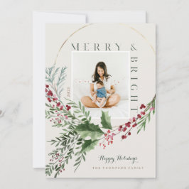 メリー&ブライト・ウォーター・カラー・グリーン・リース写真 シーズンカード