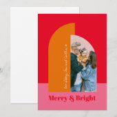 メリー ブライト カラフル ピンク クリスマス ファミリー フォト (正面/裏面)