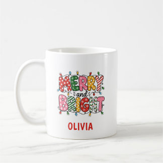 メリー&ブライト クリスマス 名前入り キッズ グッズ コーヒーマグカップ