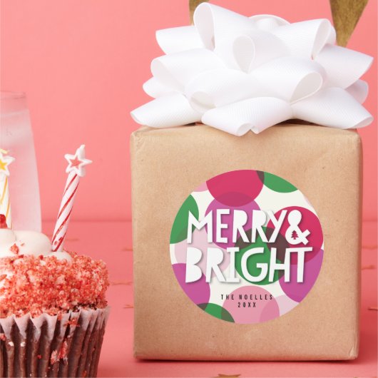 メリー＆ブライト コンフェッティ ドット クリスマス ホリデー ラウンドシール (パーティー)