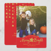 メリー＆ブライト ゴールドスター ホリデー フォト カード (正面/裏面)