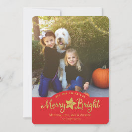 メリー＆ブライト ゴールドスター ホリデー フォト カード