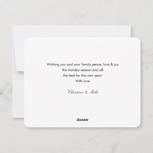 メリー&ブライト!スクリプトフォント、黒金ゴールド写真 シーズンカード (裏面)