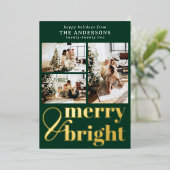 メリー＆ブライト タイポグラフィー クリスマス ティンバーグリーン 箔シーズンカード (立ち正面)