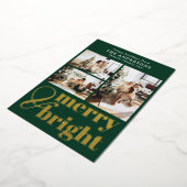 メリー＆ブライト タイポグラフィー クリスマス ティンバーグリーン 箔シーズンカード (回転した状態)