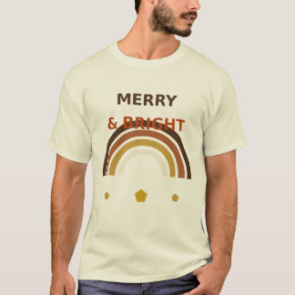 メリー&ブライト・ボホ・レインボー・レトロクリスマス Tシャツ