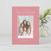 メリー ブライト モダン ピンク フォト シーズンカード (スタンド正面)