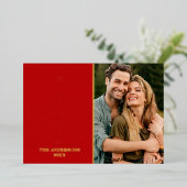 メリー ブライト モダン フォト レッド リアル ゴールド 箔シーズンカード (立ち正面)