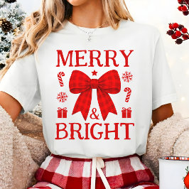 メリー&ブライト レッドギンガムボウ クリスマスTシャツ トライブレンドTシャツ