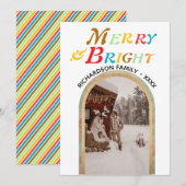 メリー&ブライト レトロ カラフル フラット ホリデー カード (正面/裏面)