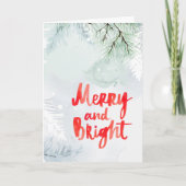 「メリー＆ブライト」水彩雪の松の木 シーズンカード (正面)